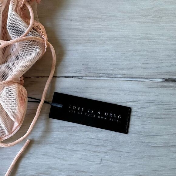 Love is A Drug Lace Bodysuit  One Piece Lingerie See Through Bodysuit Deep V Nwt - Picture 4 of 6